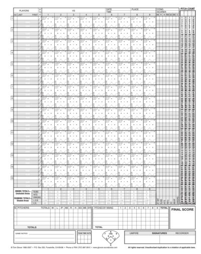 Glover's Softball Scorebook - 30 Games - Image 2